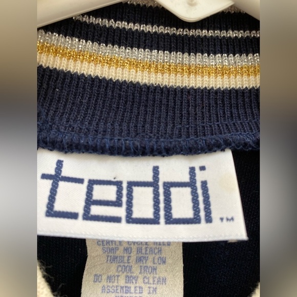 Teddi Vintage 1980’s Navy Blue Cardigan Large - Picture 4 of 6